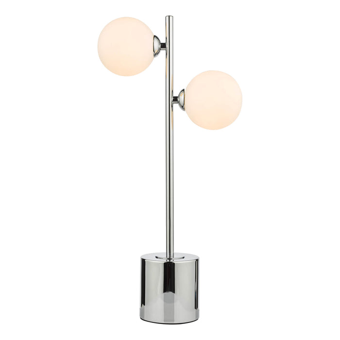 Spiral 2 Light Table Lamp Polished Chrome Opal Glass