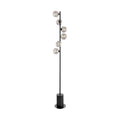 Spiral 6Lt Floor Lamp Black Complete With Organic Ball Gls Smoked