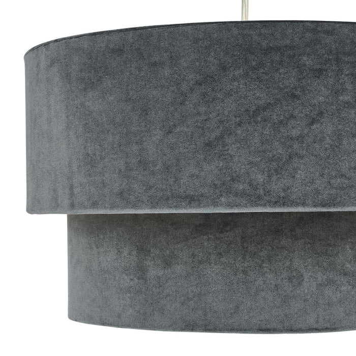 Suvan Easy Fit Tired Velvet Shade Dark Grey With Silver Lining