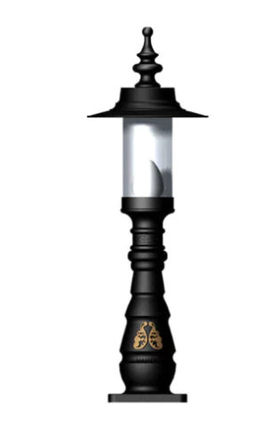 Georgian style pedestal light in cast iron and steel 0.98m