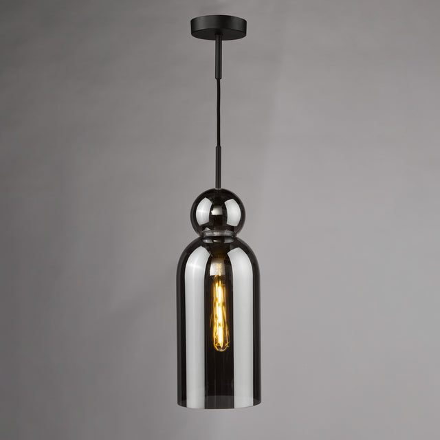 Tao Pendant Matt Black and Smoked Glass