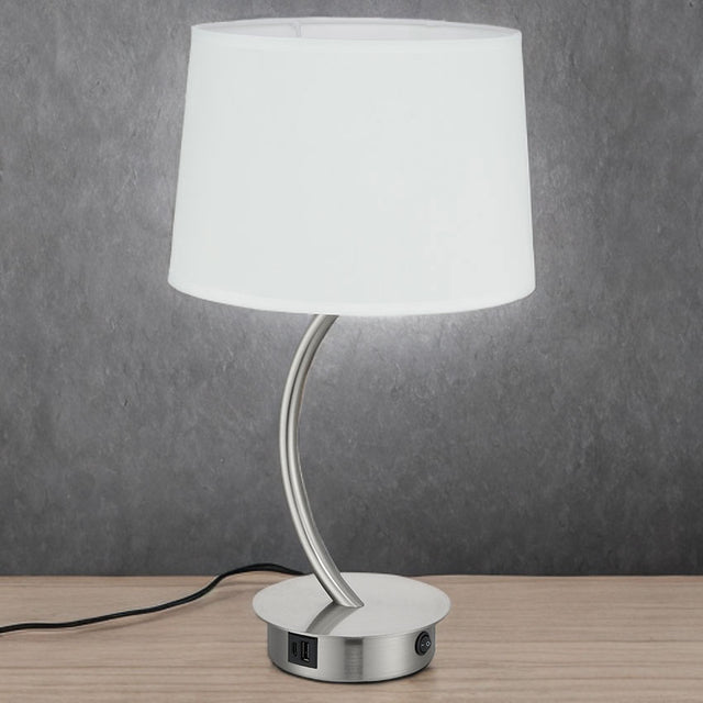 Tenaya Satin Nickel T/L C/W White Linen Shade
