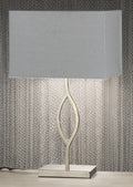 Polished Nickel W/ Grey Linen Shade Casa Home Décor Table Lamp