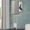 Polished Nickel Metal/Alabaster C/W Grey Linen Shade