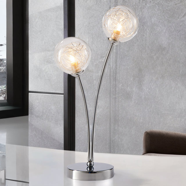 Polished Chrome W/ Clear Globe Glass Shades Table Lamp
