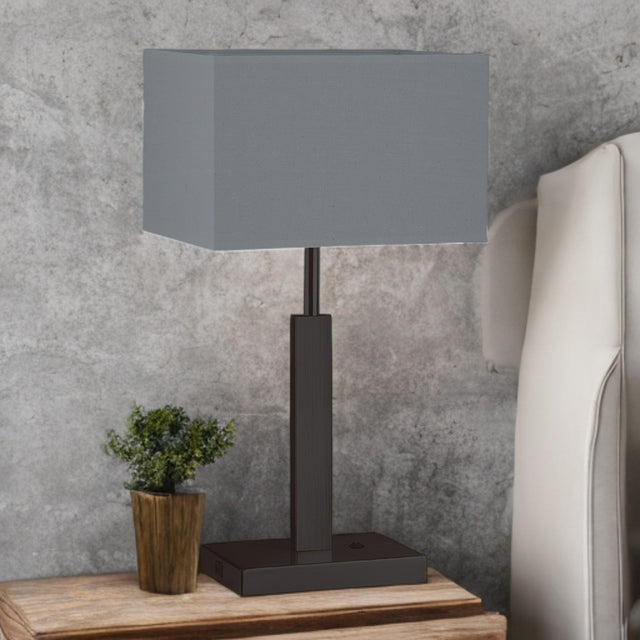 Matt Black W/ Grey Shade Ultra Lounge Table Lamp