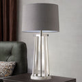 Polished Nickel Table Lamp W/ Grey Shade