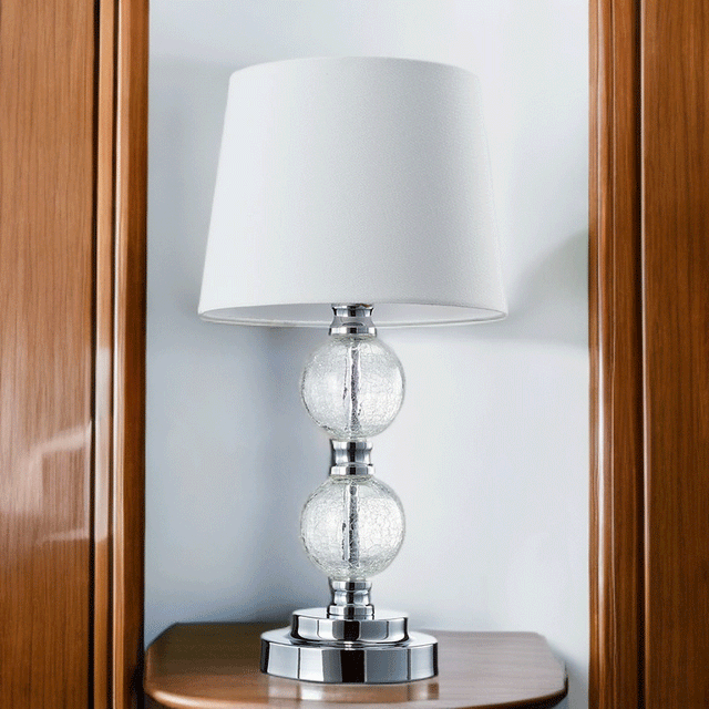 Chrome & Crackle Glass Table Lamp