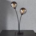 Matt Black Finish C/W Smoke Glass Shades Table Lamp