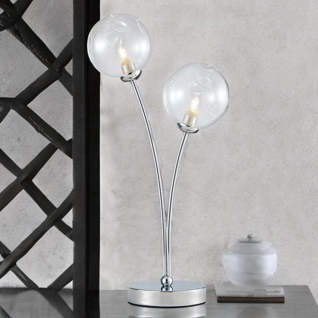 2L Blarney Chrome Finish W/Clear Glass Table Lamp