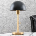 Bella Satin Brass Table Lamp C/W Black Dome Shade