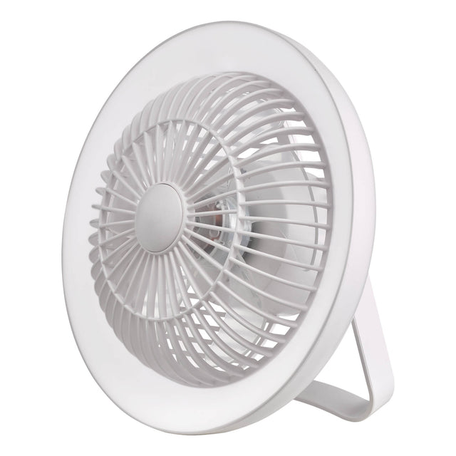 Turbo Rechargeable Desk Fan With Lamp White LED