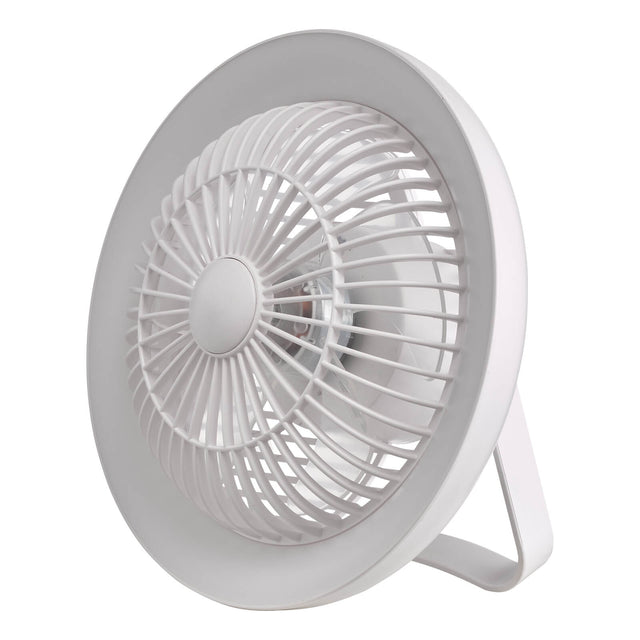 Turbo Rechargeable Desk Fan With Lamp White LED