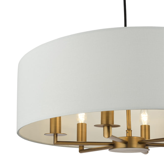 Tyler 6 Light Shadelier Antique Bronze and White with Shade