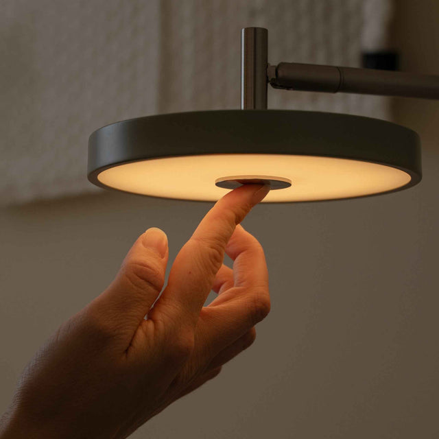 Asteria Short wall lamp, steel, nuance olive - lifestyle