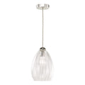 Valora Pendant Polished Nickel and Ribbed Glass