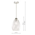 Valora Pendant Polished Nickel and Ribbed Glass