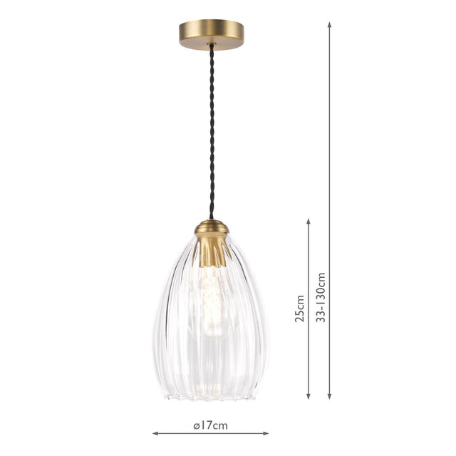 Valora Pendant Antique Bronze and Ribbed Glass