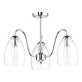 Valora 3 Light Semi Flush Polished Nickel and Ribbed Glass