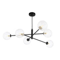 Vignette 6 Light Pendant Matt Black and Textured Glass