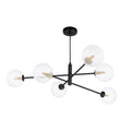 Vignette 6 Light Pendant Matt Black and Textured Glass