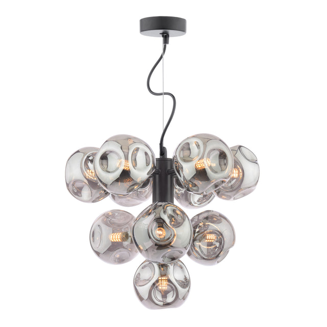 Vine 10Lt Tree Pendant Black Complete With Organic Ball Gls Smoked