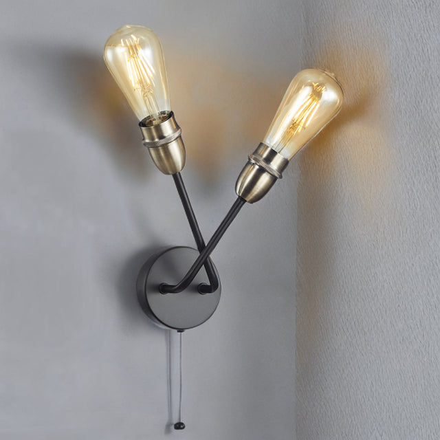 Black W/ Antique Brass Finish Venus Wall Light