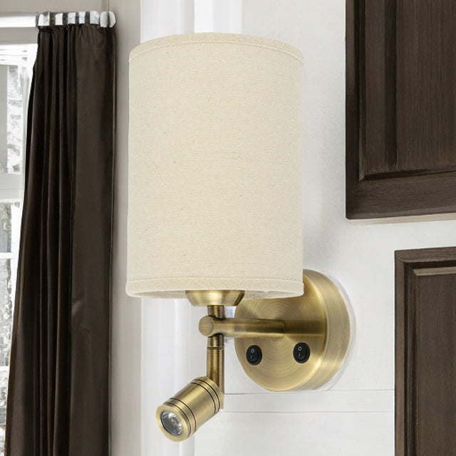 Antique Brass W/ Oatmeal Shade Ashley Wall Light