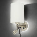 Satin Nickel W/ White Shade Ashley Wall Light