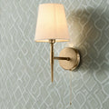 Antique Brass 1-Arm Wall Light With Linen Fabric Shades