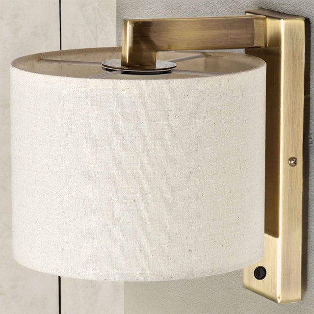Antique Brass W/ Oatmeal Shade Décor Wall Light
