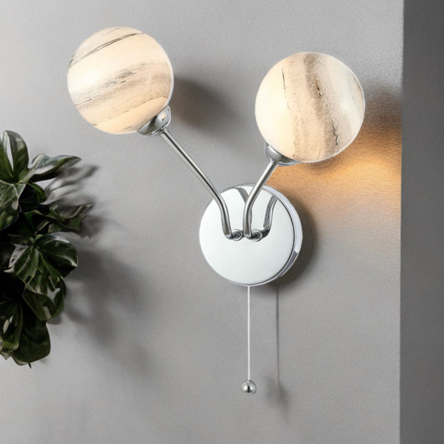 Polished Chrome W/ Marble Glass Rosie Wall Light
