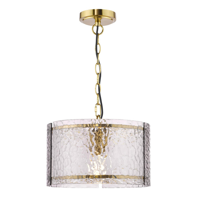 Yeva Pendant Natural Brass and Smoked Glass