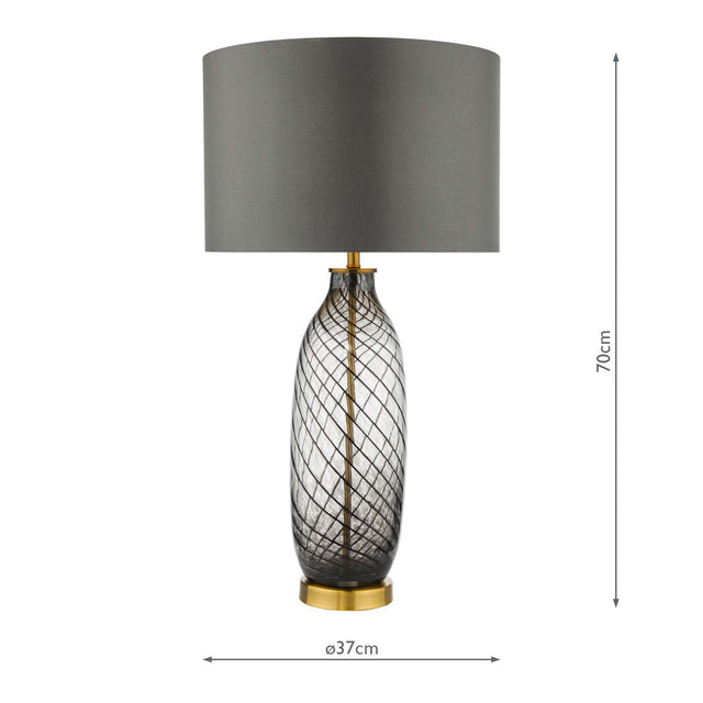 Zeya Table Lamp Smoked/Clear Glass Aged Brass With Shade
