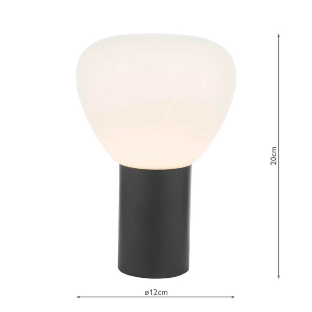 Zorah Touch Table Lamp Opal Glass and Matt Black