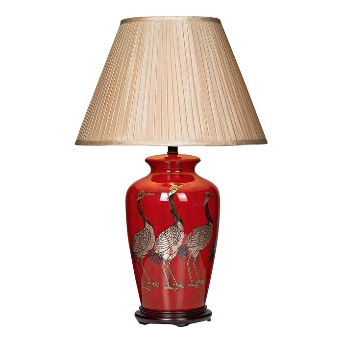 Bertha Table Lamp Red With Bird Detail Base Only