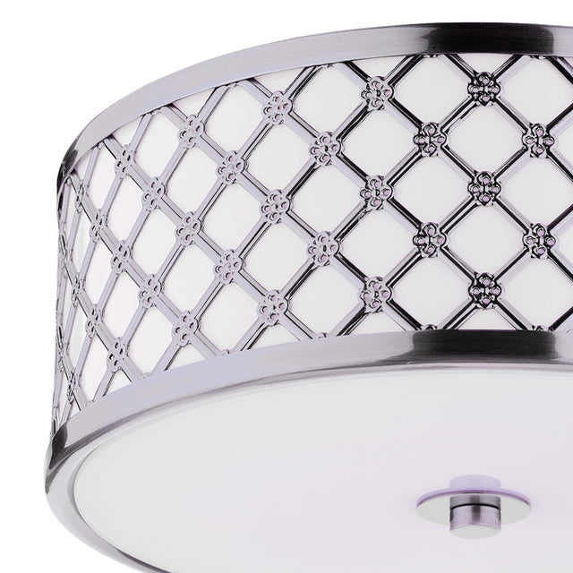 Civic Small 2 Light Flush Polished Chrome Frosted Glass