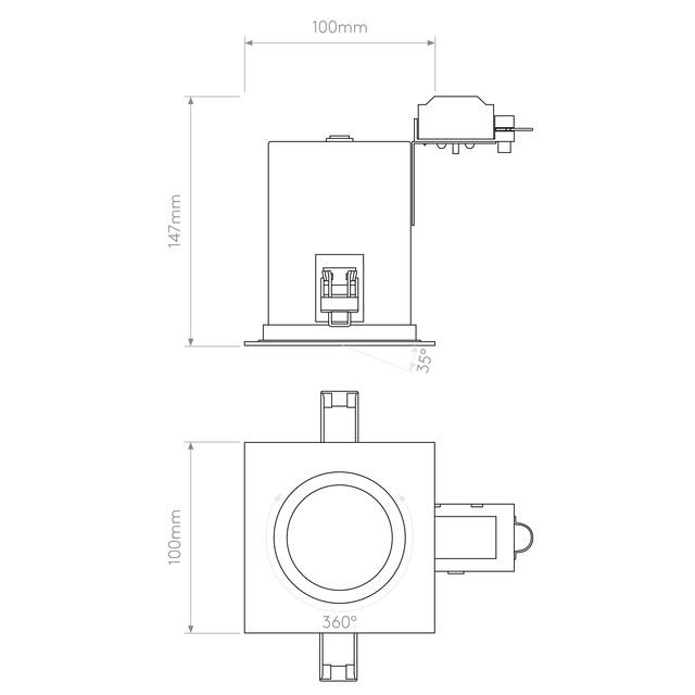 Taro Square Adjustable Fire-Rated