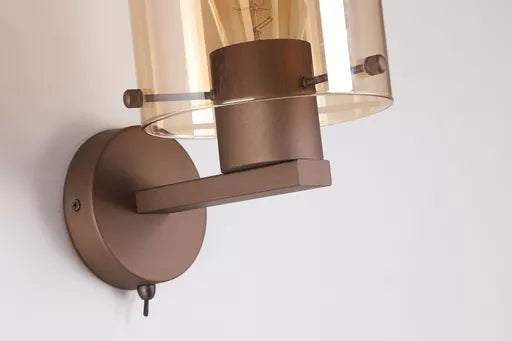 Sweden II 1Lt Wall Light - Mocha Metal & Amber Glass