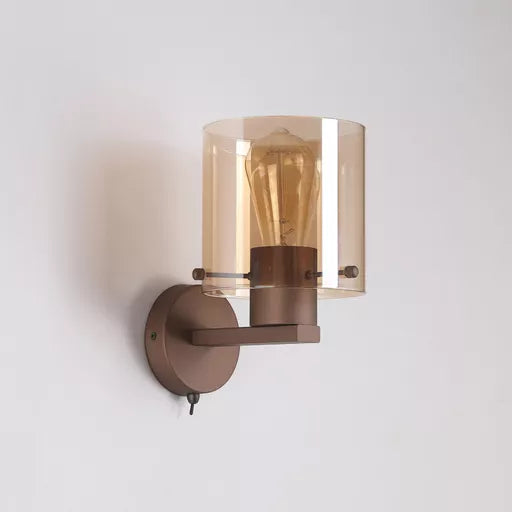 Sweden II 1Lt Wall Light - Mocha Metal & Amber Glass