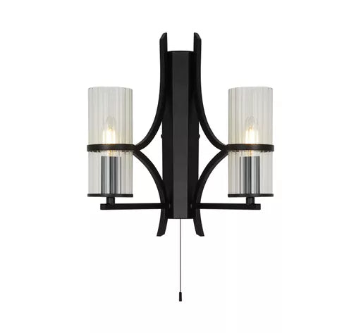 Opaline LED Wall Light, Matt Black Metal with Marble Resin