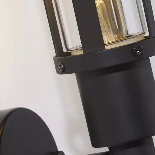 Destiny LED Wall Light, Matt Black Metal with Glass