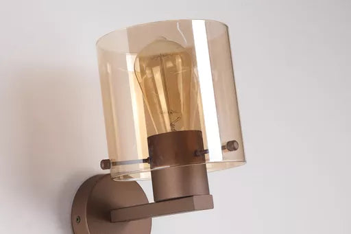Sweden II 1Lt Wall Light - Mocha Metal & Amber Glass