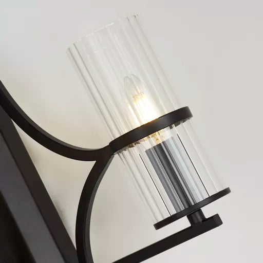 Opaline LED Wall Light, Matt Black Metal with Marble Resin