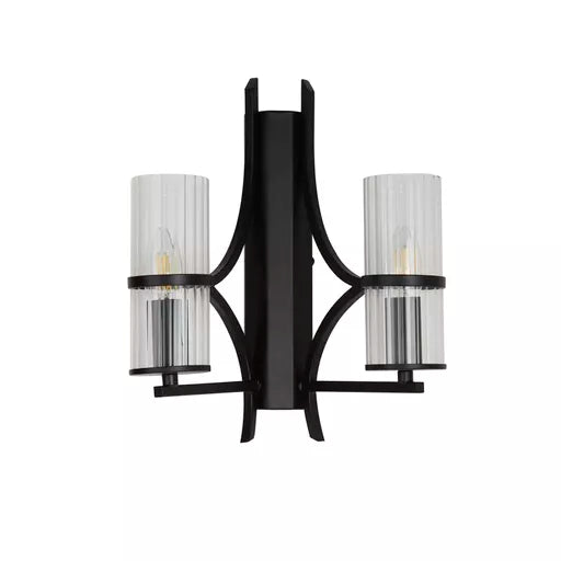 Opaline LED Wall Light, Matt Black Metal with Marble Resin