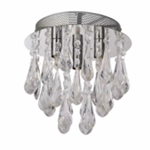 Bellano 3Lt Flush - Chrome Metal,White Fabric,Clear Acrylic