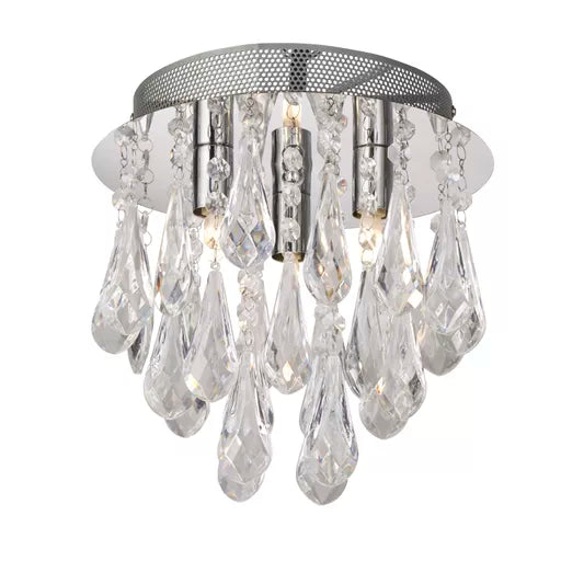 Bellano 3Lt Flush - Chrome Metal,White Fabric,Clear Acrylic