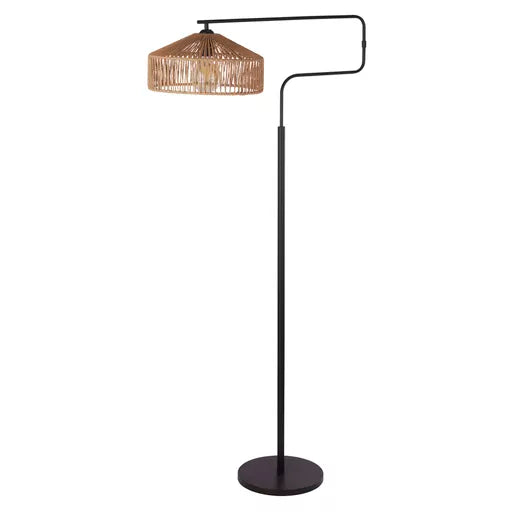 Bloom Floor Lamp - Black Metal & Wood Effect