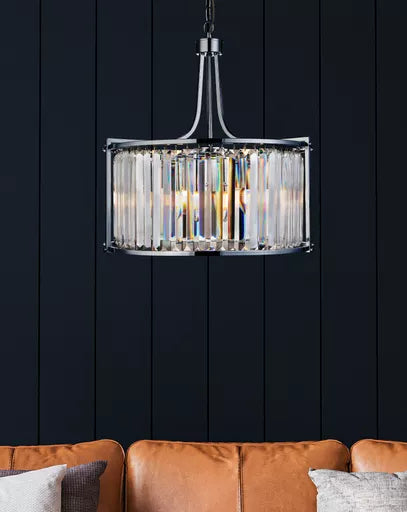 Circolo Cage Drum Pendant - Black Metal & White Silicon