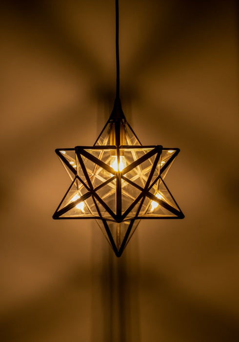 Ilario Small Star Pendant Antique Brass Glass